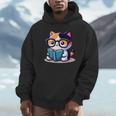 Adorable Book Lover Calico Cat With Reading Glasses Cute For Men Women Kids Unisex Hoodie