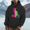 Pansexual Pride Celestial Cat Sitting Book LGBTQ Pan Colors Men Women Unisex Hoodie
