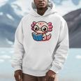 Adorable Book Lover Axolotl With Reading Glasses Cute Unisex Hoodie