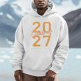Class Of 2027 Graduation Varsity Orange On The Back Premium Tri-Blend Unisex Hoodie