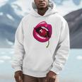 Rainbow Lips With a Cherry In The Mouth 80s Nostalgia Premium Tri-Blend Unisex Hoodie