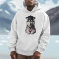 Siberian Husky Dog Graduation Cap Training School Graduate Men Women Kids Unisex Hoodie