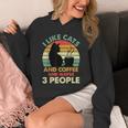 Cats Coffee & 3 People Tee Cute Font Introvert Humor Unisex Hoodie Cats Coffee & 3 People Tee Cute Font Introvert Humor Unisex Hoodie