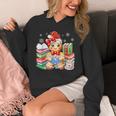 Christmas Gingerbread Man Reading Book Snowflake Teacher Unisex Hoodie