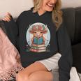 Cute Baby Highland Cow Reading Book Bookworm For Men Women Unisex Hoodie