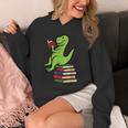 Dino Reading Read Reading Librarian Book Men Boys Kids Unisex Hoodie