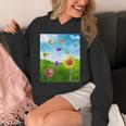 Frutiger Aero Aesthetic Tech Scenery Fishes Sunflower Unisex Hoodie