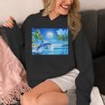 Frutiger Aero Dolphin Sunset Ocean With Palm Trees Y2k Unisex Hoodie