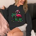 Nostalgia Holiday Tees -Adult Christmas Flamingo Small Short Sleeve Crew Neck Cotton Polyester Lightweight Ribbed Cuff Winter Unisex Hoodie