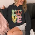 Peace Sign Love Groovy Vibes Costume Nostalgia 1980s Fashion Unisex Hoodie