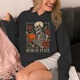 Read In Peace Skeleton Reading Book Halloween Teacher Unisex Hoodie
