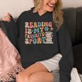 Reading Is My Favorite Sport Retro Groovy Book Lovers Unisex Hoodie