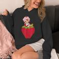 Strawberry Shortcake Sitting On Strawberry Retro Nostalgia Unisex Hoodie