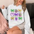 Mardi Gras Teacher Coquette Bow Pencil Apple Book Women Girl Unisex Hoodie