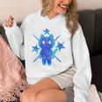 Yk2 Grunge Earthy Blue Cat With Stars Tomboy 90s Nostalgia Premium Tri-Blend Unisex Hoodie
