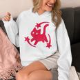 Yk2 Grunge Scary Cat With Shooting Stars 90s Nostalgia Unisex Hoodie