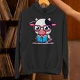 Adorable Book Lover Cow With Reading Glasses Cute Unisex Hoodie