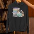 Cat On Books Pets Cats Reading Book Nerd Read Reader Bookcat Unisex Hoodie