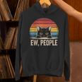 Ew People Retro Vintage Anti Social Cat Introvert Unisex Hoodie