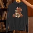 Fall Book Vintage Turkey Thanksgiving Reading Book Lovers Unisex Hoodie