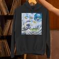 Frutiger Aero Aesthetic Tech Great Wave Of Kanagawa Fishes Unisex Hoodie