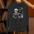 READING IN PEACE RIP Introvert Skeleton Read Book Meme Unisex Hoodie READING IN PEACE RIP Introvert Skeleton Read Book Meme Unisex Hoodie