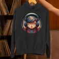 Serene Music Enthusiast With Headphones Introvert Cute Boy Unisex Hoodie