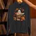 Vintage Ghost Book Reading Pumpkin Gothic Halloween Teachers Unisex Hoodie
