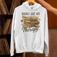 Books Are My Therapy Vintage Book Lover Daisy Art Unisex Hoodie