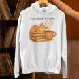Cats Books And Coffee Heart Cozy Cat Lover Bookworm Readers Unisex Hoodie