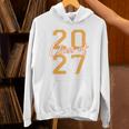 Class Of 2027 Graduation Varsity Orange On The Back Premium Tri-Blend Unisex Hoodie