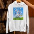 Frutiger Aero Aesthetic Tech Cherry Blossom Fishes Bubbles Raglan Baseball Tee Unisex Hoodie