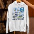 Frutiger Aero Aesthetic Tech Great Wave Of Kanagawa Fishes Raglan Baseball Tee Unisex Hoodie