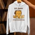 Go Away I'm Introverting Cozy Cat With Laptop And Coffee Unisex Hoodie Go Away I'm Introverting Cozy Cat With Laptop And Coffee Unisex Hoodie