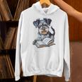 Nerdy Schnauzer Dog Book Lover Glasses Cute Pet For Men Women Kids Unisex Hoodie