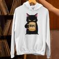 Nope Coffee Cat – Introvert Humor Monday Kitty Unisex Hoodie