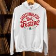 Overstimulated But Festive – Christmas Introvert Humor Unisex Hoodie