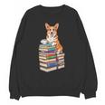 Bookworm Corgi Reading Books Drinking Coffee Dog Lover Unisex Sweatshirt