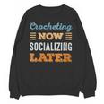 Crocheting Now Minimal Socializing Introvert Vintage Unisex Sweatshirt