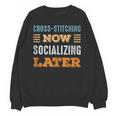Cross-Stitching Now Minimal Socializing Introvert Vintage Unisex Sweatshirt