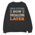 Cross-Stitching Now Minimal Socializing Introvert Vintage Unisex Sweatshirt
