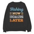 Fishing Now Minimal Socializing Introvert Vintage Unisex Sweatshirt