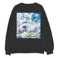 Frutiger Aero Aesthetic Tech Great Wave Of Kanagawa Fishes Unisex Sweatshirt