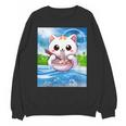Frutiger Aero Aesthetic Tech Kawaii Ramen Cat Fishes Unisex Sweatshirt