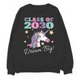 Girls Class Of 2030 Magical Unicorn Graduation Cap Unisex Sweatshirt