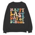 Happy Last Day Of School Groovy Teacher Student Graduation Unisex Sweatshirt