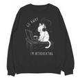 Introvert Cat With Coffee On Computer Antisocial Emo Goth Unisex Sweatshirt Introvert Cat With Coffee On Computer Antisocial Emo Goth Unisex Sweatshirt