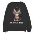 Introvert Mode Cat With Headphones Kitten Lover Unisex Sweatshirt