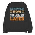 Leatherworking Now Minimal Socializing Introvert Vintage Unisex Sweatshirt Leatherworking Now Minimal Socializing Introvert Vintage Unisex Sweatshirt