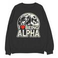 I Love Being Alpha Moonlit Wolf Meme Alpha Introvert Unisex Sweatshirt